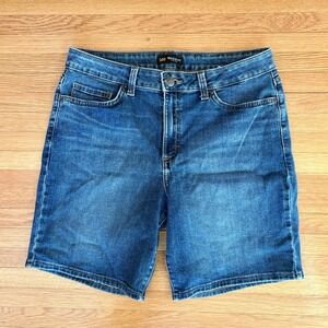 Lee Midrise Regular Fit Blue Denim Jean Shorts Women's 10 Cuffed Cotton Stretch